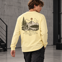 KOG Follow Me & Be Still Adult Long Sleeve Shirt – Matthew 4:19 / Psalm 46:10
